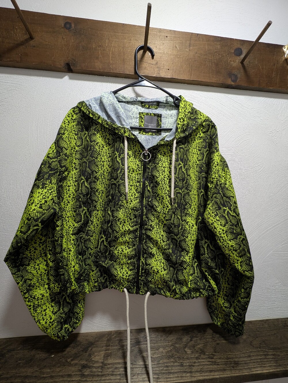 Neon Green Snake Print Zip Hoodie